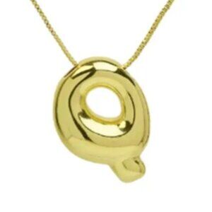 New Design! Chunky, Balloon, Bubble Initial Charm Pendant Necklace - Letter Q